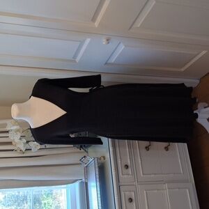 Eileen Fisher Brown Sweater Style Wrap V Neck‎ Midi Dress Size Small